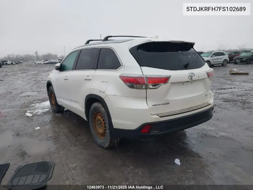 5TDJKRFH7FS102689 2015 Toyota Highlander Xle