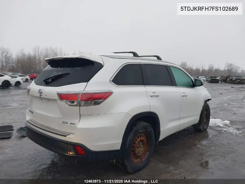 5TDJKRFH7FS102689 2015 Toyota Highlander Xle