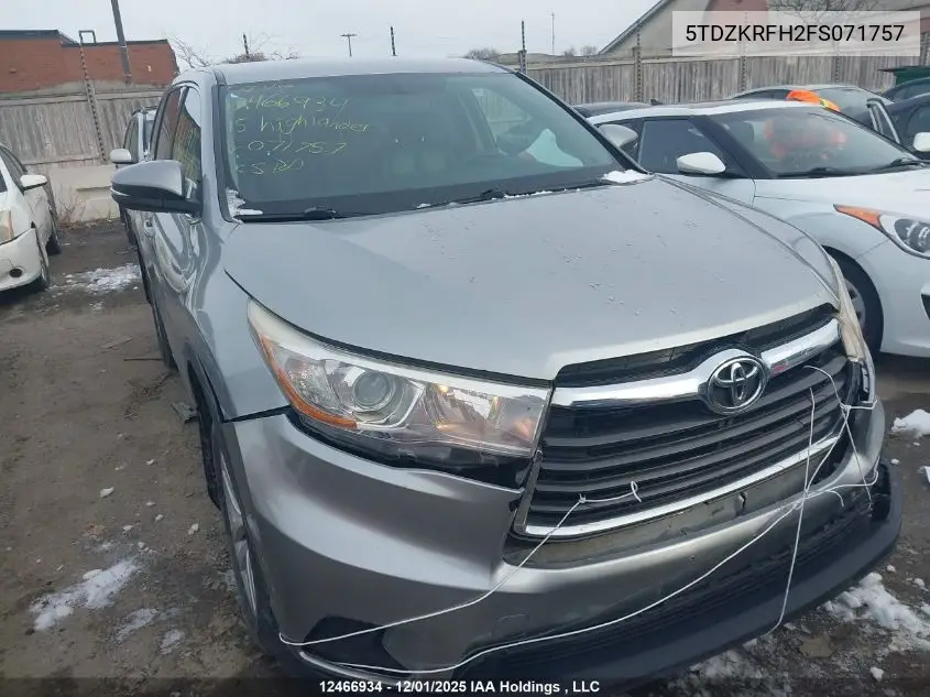 5TDZKRFH2FS071757 2015 Toyota Highlander Le/Le Plus