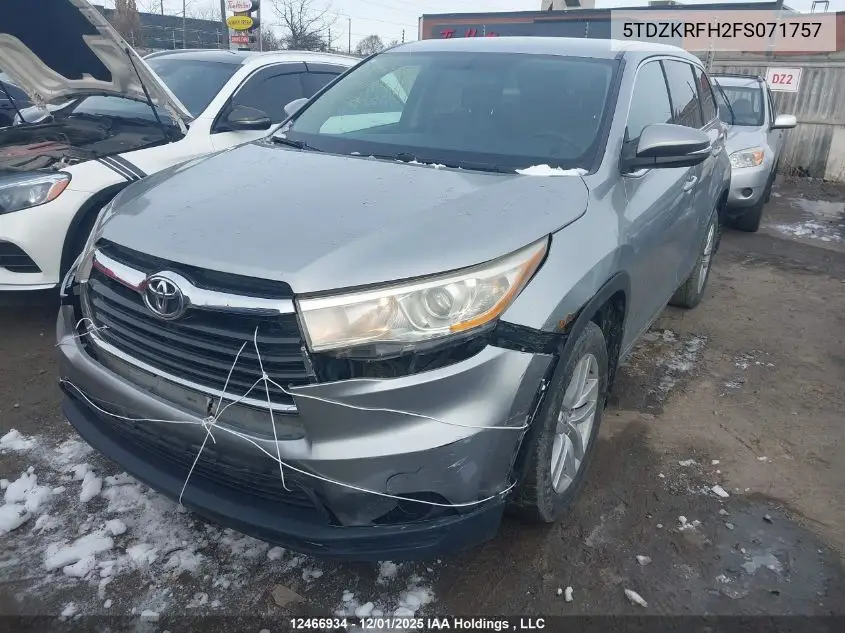 5TDZKRFH2FS071757 2015 Toyota Highlander Le/Le Plus