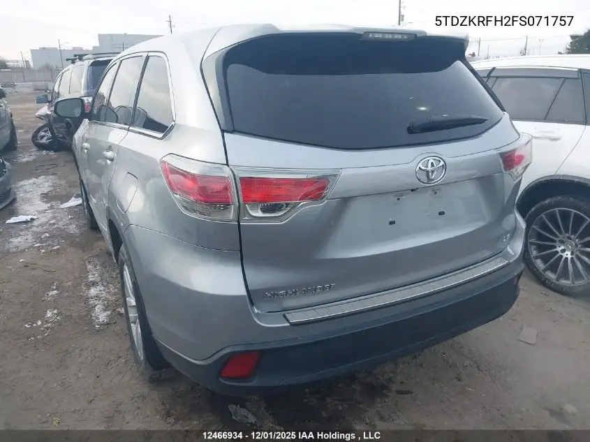 5TDZKRFH2FS071757 2015 Toyota Highlander Le/Le Plus