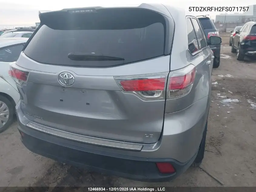 5TDZKRFH2FS071757 2015 Toyota Highlander Le/Le Plus