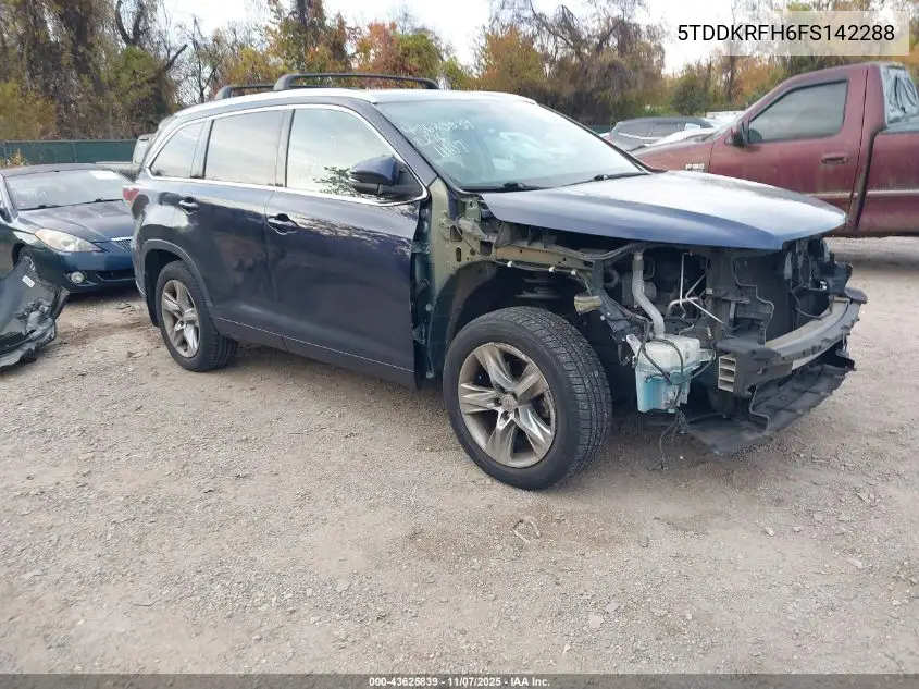 5TDDKRFH6FS142288 2015 Toyota Highlander Limited V6