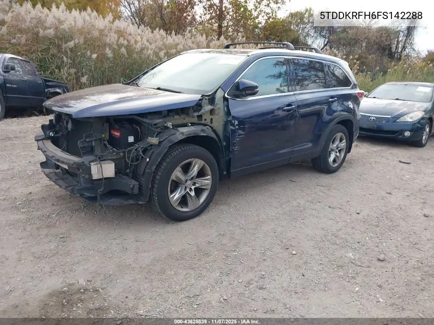 5TDDKRFH6FS142288 2015 Toyota Highlander Limited V6