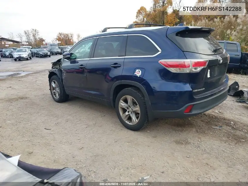 5TDDKRFH6FS142288 2015 Toyota Highlander Limited V6