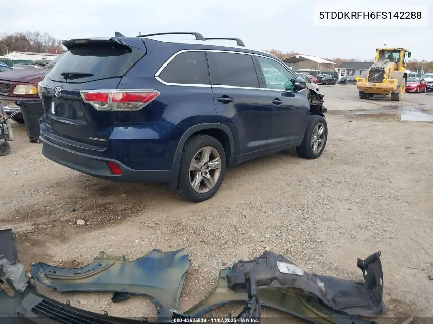 5TDDKRFH6FS142288 2015 Toyota Highlander Limited V6
