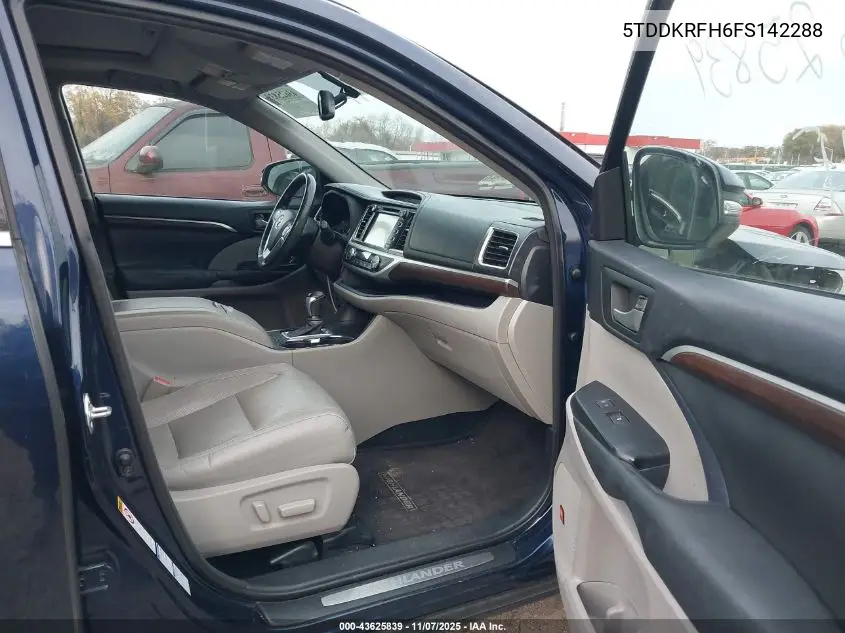 5TDDKRFH6FS142288 2015 Toyota Highlander Limited V6