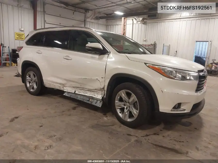 5TDDKRFH6FS192561 2015 Toyota Highlander Limited V6