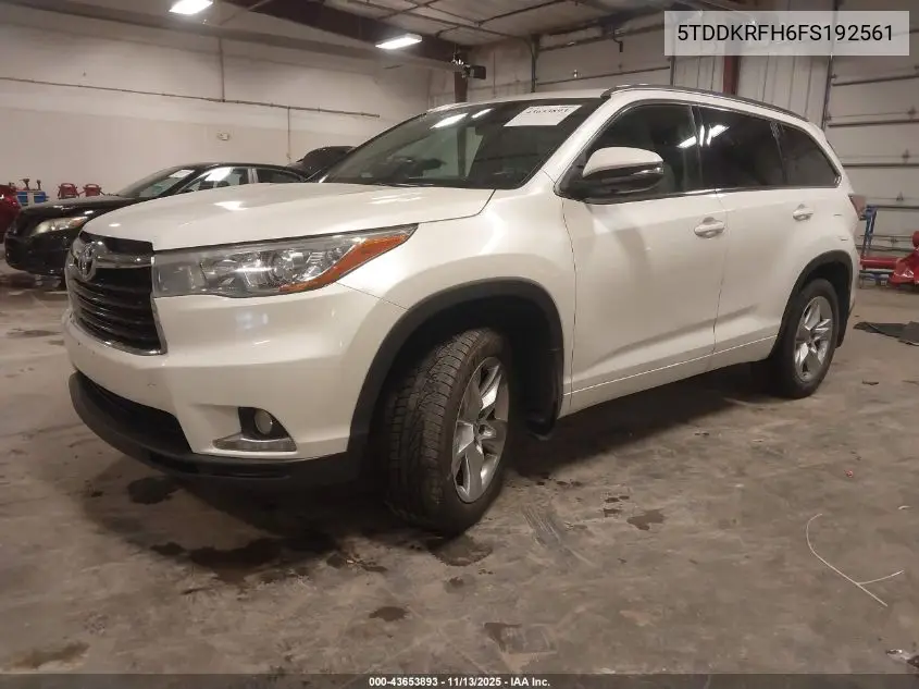 5TDDKRFH6FS192561 2015 Toyota Highlander Limited V6