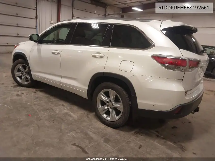 5TDDKRFH6FS192561 2015 Toyota Highlander Limited V6