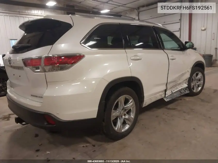 5TDDKRFH6FS192561 2015 Toyota Highlander Limited V6