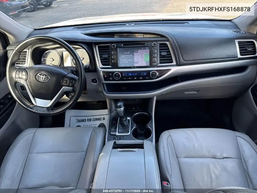 5TDJKRFHXFS168878 2015 Toyota Highlander Xle V6