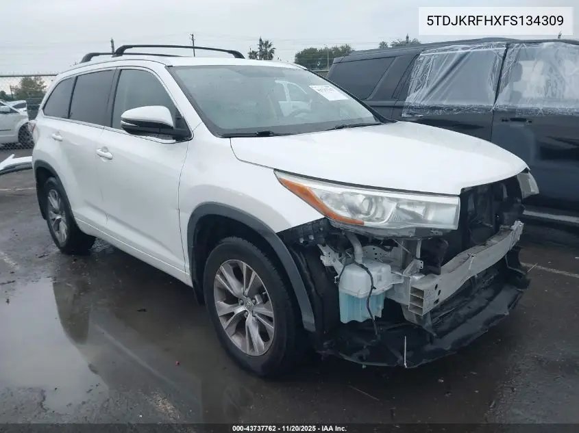 5TDJKRFHXFS134309 2015 Toyota Highlander Xle V6