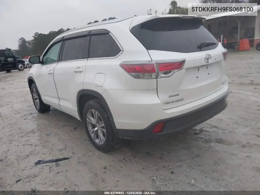 5TDKKRFH9FS068100 2015 Toyota Highlander Xle V6