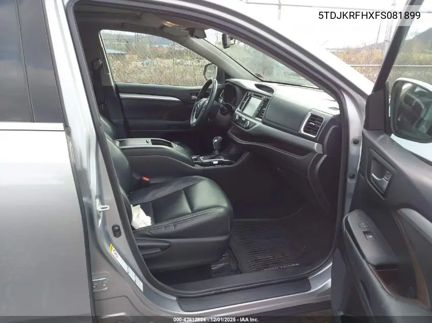 5TDJKRFHXFS081899 2015 Toyota Highlander Xle V6