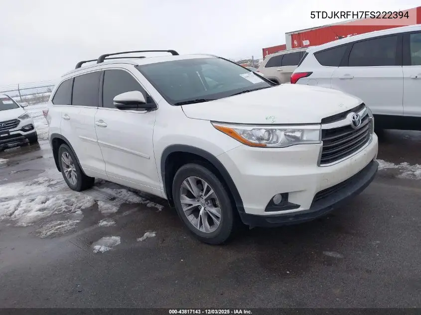 5TDJKRFH7FS222394 2015 Toyota Highlander Xle V6