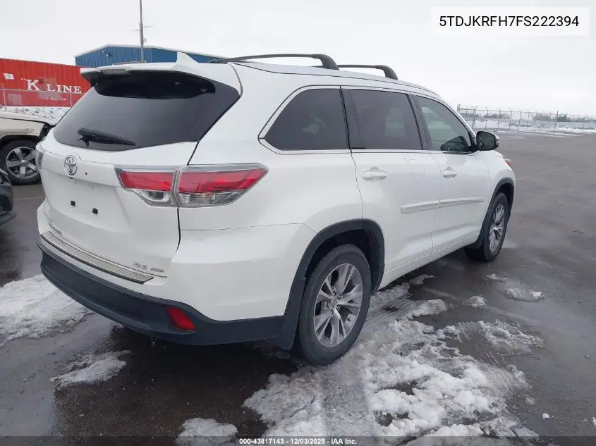 5TDJKRFH7FS222394 2015 Toyota Highlander Xle V6