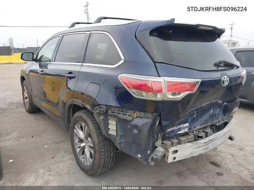 5TDJKRFH8FS096224 2015 Toyota Highlander Xle V6
