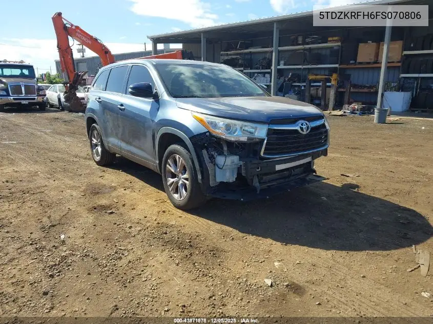 5TDZKRFH6FS070806 2015 Toyota Highlander Le Plus V6/Le V6