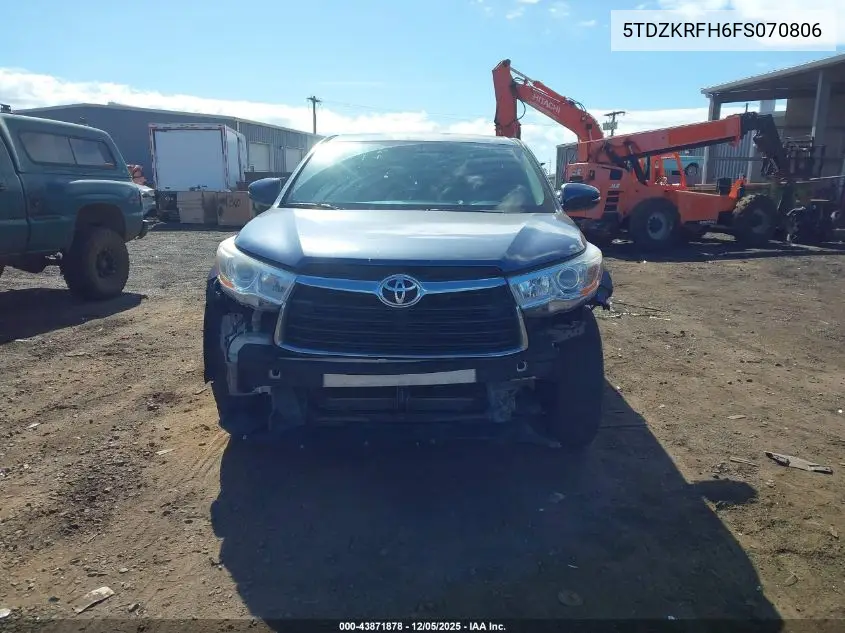 5TDZKRFH6FS070806 2015 Toyota Highlander Le Plus V6/Le V6