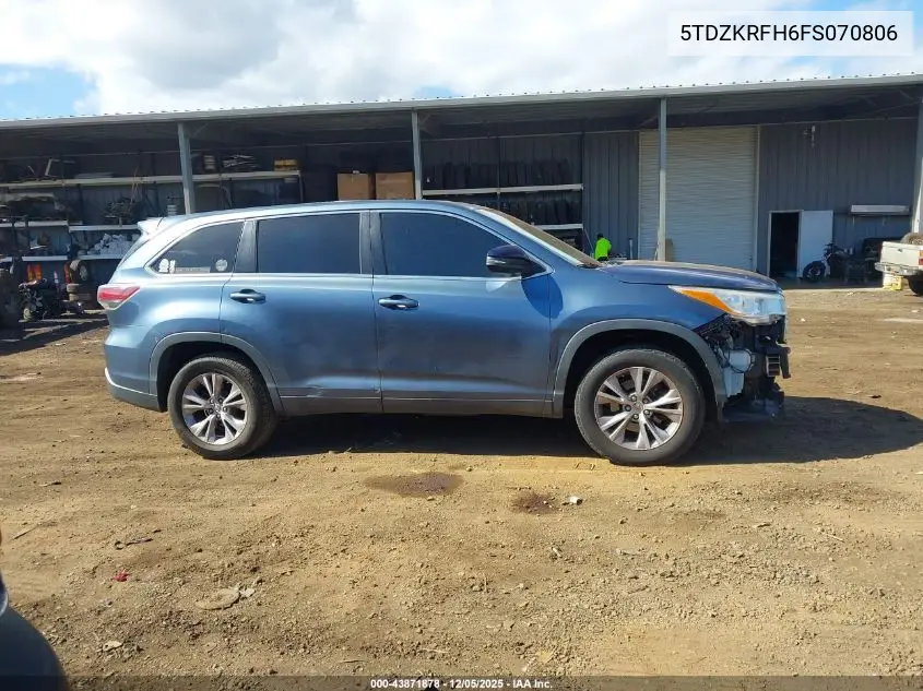 5TDZKRFH6FS070806 2015 Toyota Highlander Le Plus V6/Le V6