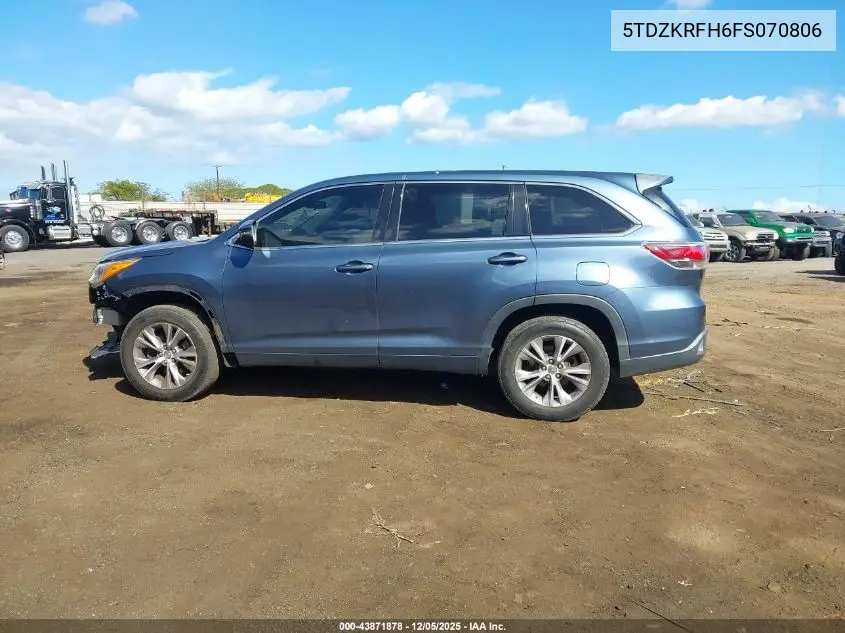 5TDZKRFH6FS070806 2015 Toyota Highlander Le Plus V6/Le V6