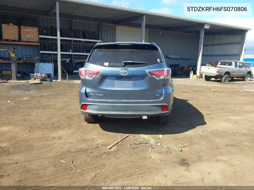 5TDZKRFH6FS070806 2015 Toyota Highlander Le Plus V6/Le V6