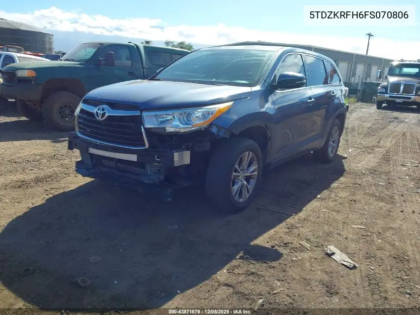 5TDZKRFH6FS070806 2015 Toyota Highlander Le Plus V6/Le V6