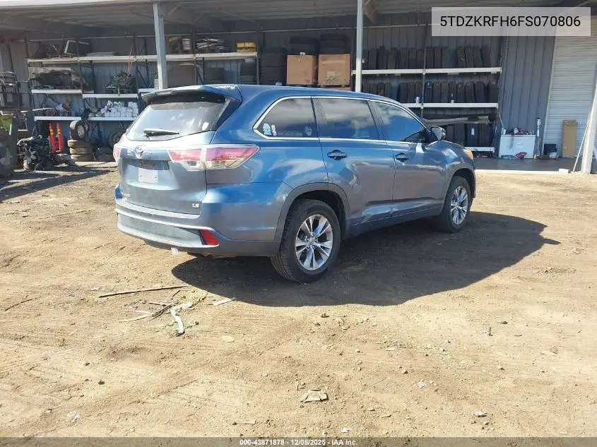 5TDZKRFH6FS070806 2015 Toyota Highlander Le Plus V6/Le V6