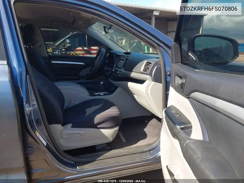 5TDZKRFH6FS070806 2015 Toyota Highlander Le Plus V6/Le V6