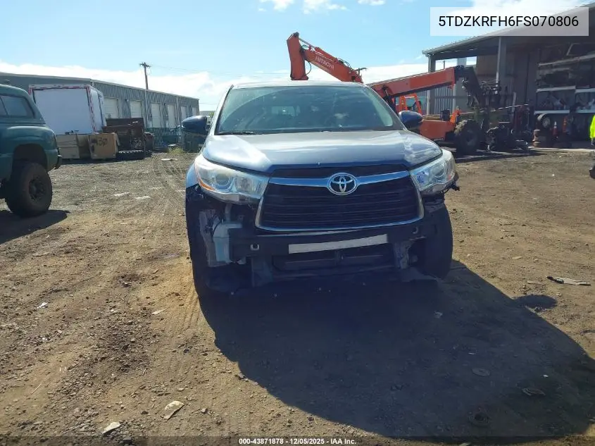 5TDZKRFH6FS070806 2015 Toyota Highlander Le Plus V6/Le V6