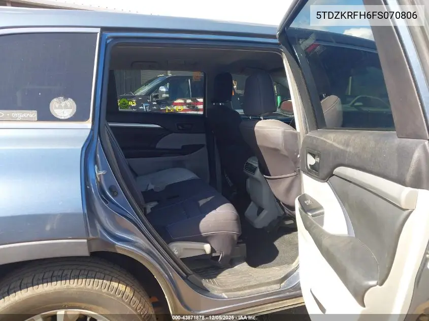 5TDZKRFH6FS070806 2015 Toyota Highlander Le Plus V6/Le V6