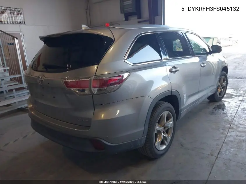 5TDYKRFH3FS045132 2015 Toyota Highlander Limited V6