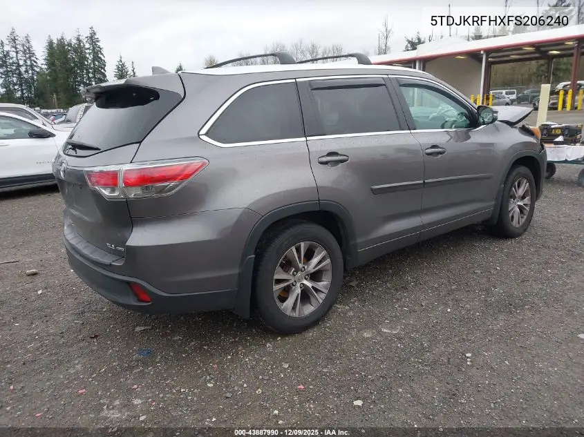 5TDJKRFHXFS206240 2015 Toyota Highlander Xle V6