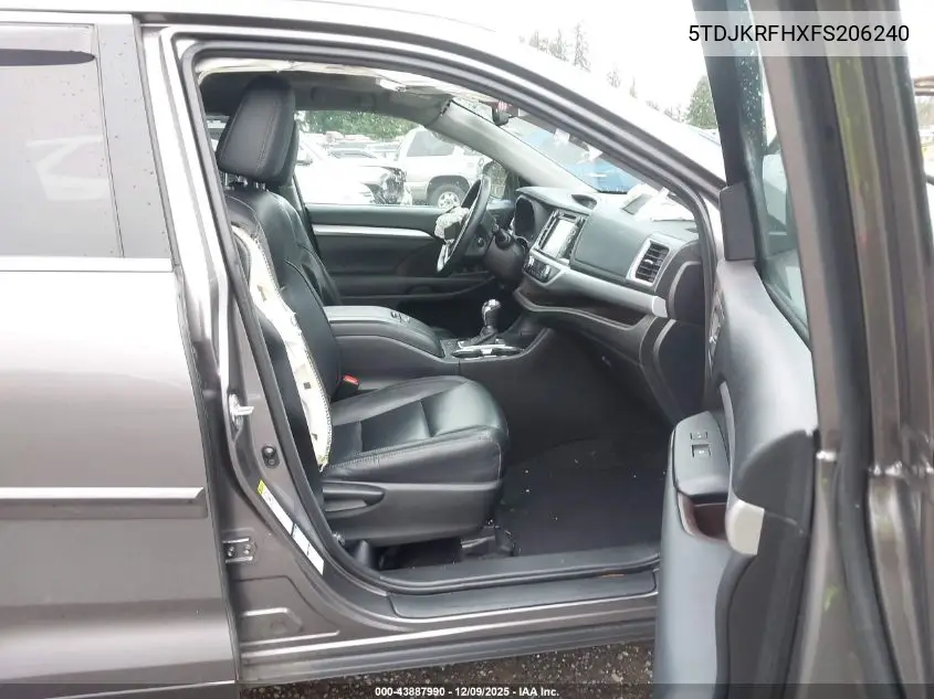 5TDJKRFHXFS206240 2015 Toyota Highlander Xle V6