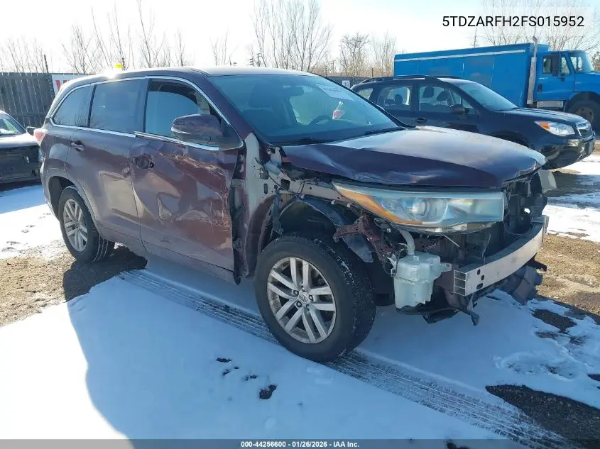 5TDZARFH2FS015952 2015 Toyota Highlander Le