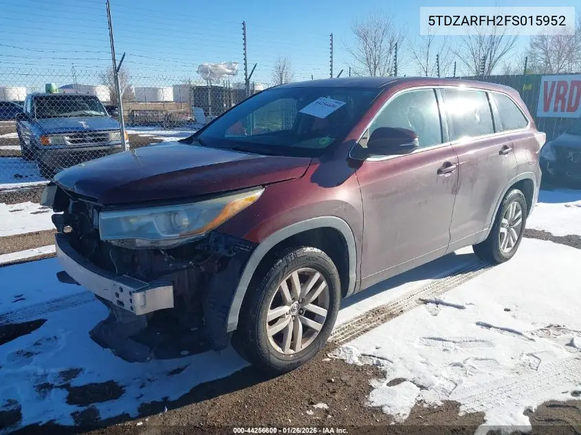 5TDZARFH2FS015952 2015 Toyota Highlander Le