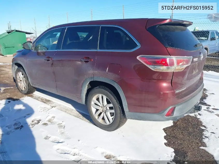 5TDZARFH2FS015952 2015 Toyota Highlander Le