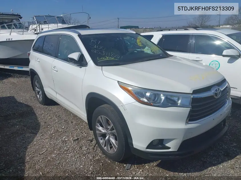 5TDJKRFH0FS213309 2015 Toyota Highlander Xle V6