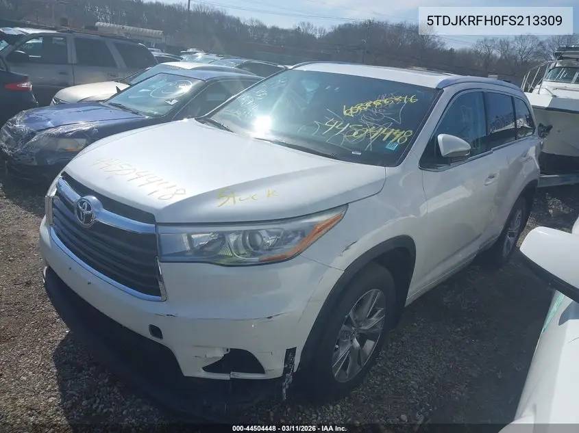 5TDJKRFH0FS213309 2015 Toyota Highlander Xle V6