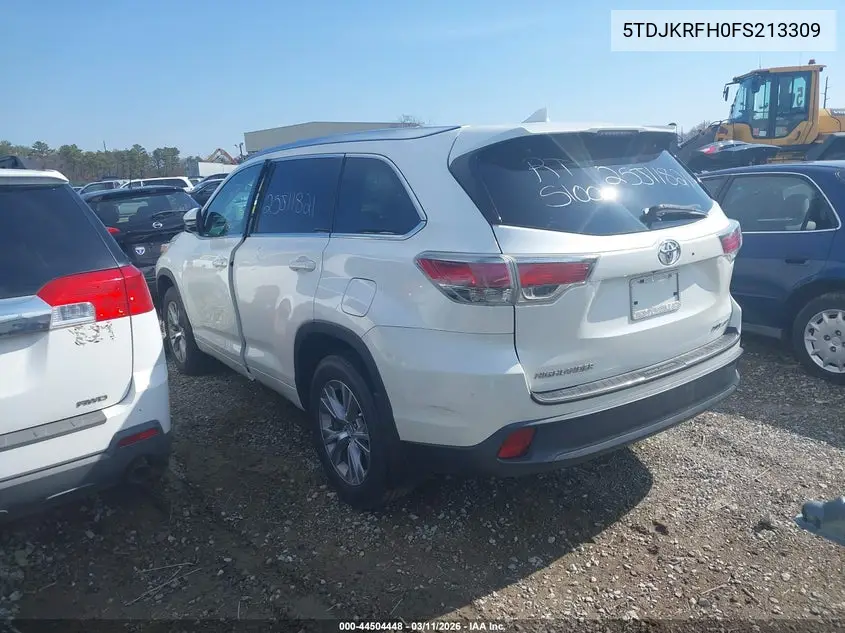 5TDJKRFH0FS213309 2015 Toyota Highlander Xle V6