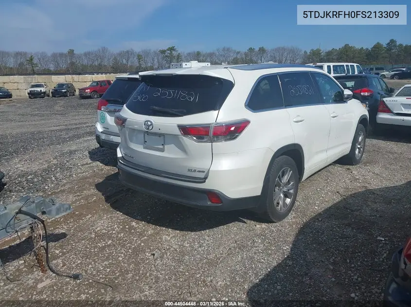 5TDJKRFH0FS213309 2015 Toyota Highlander Xle V6