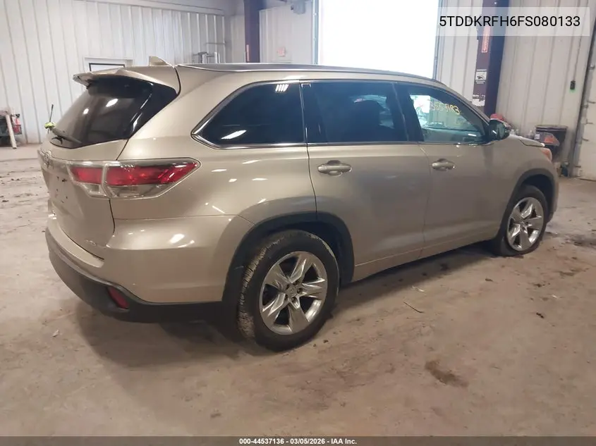 5TDDKRFH6FS080133 2015 Toyota Highlander Limited V6