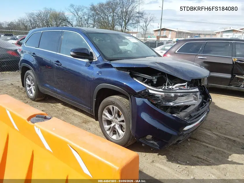 5TDBKRFH6FS184080 2015 Toyota Highlander Le Plus V6