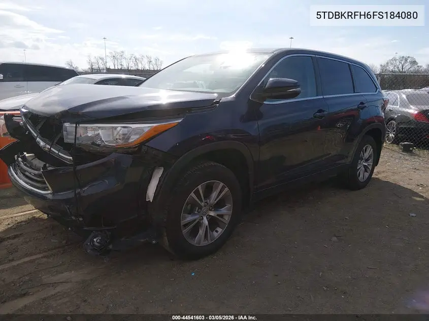 5TDBKRFH6FS184080 2015 Toyota Highlander Le Plus V6