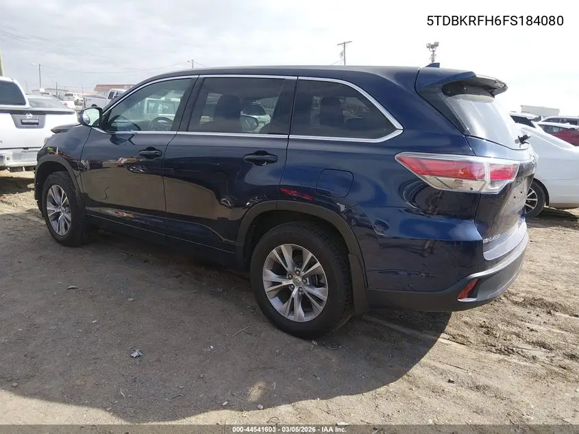 5TDBKRFH6FS184080 2015 Toyota Highlander Le Plus V6