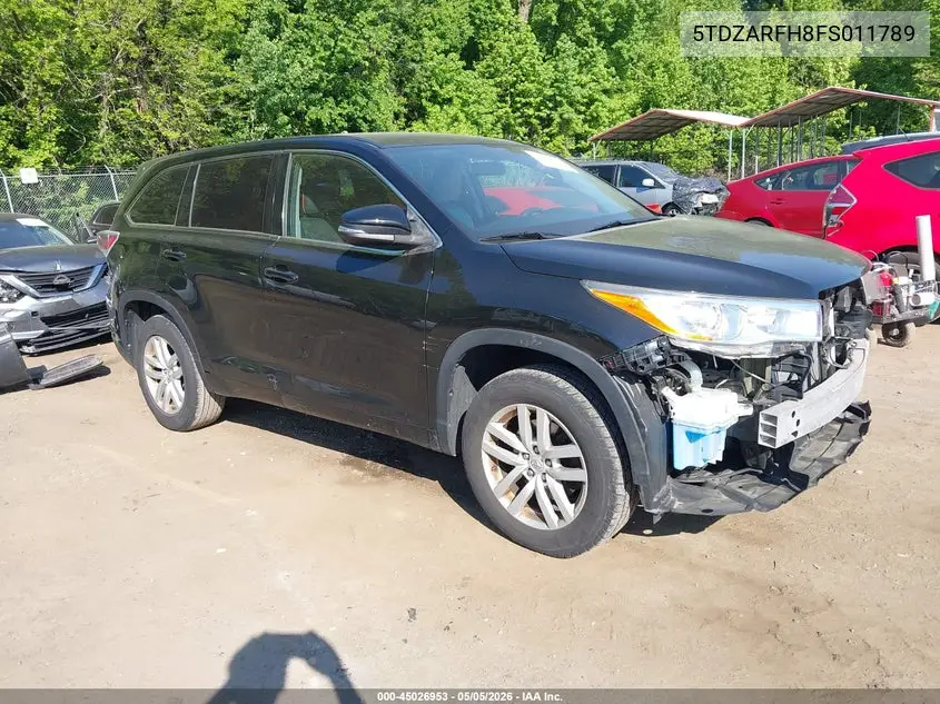 2015 Toyota Highlander Le VIN: 5TDZARFH8FS011789 Lot: 45026953