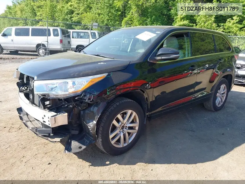 2015 Toyota Highlander Le VIN: 5TDZARFH8FS011789 Lot: 45026953
