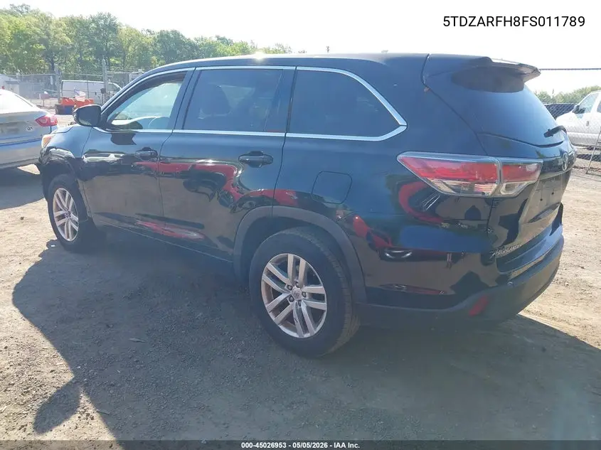 2015 Toyota Highlander Le VIN: 5TDZARFH8FS011789 Lot: 45026953