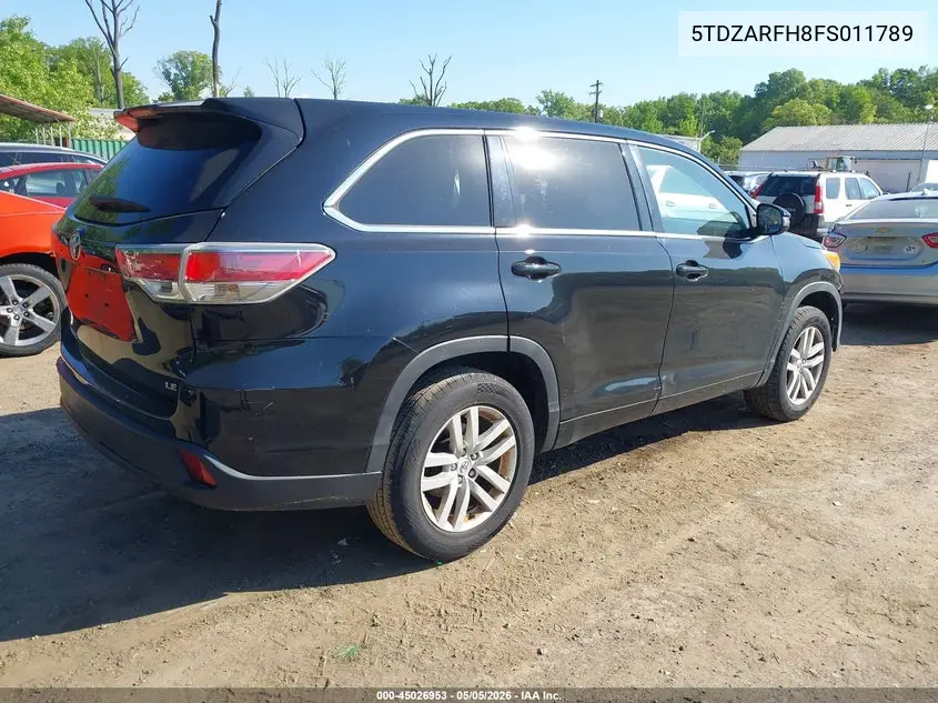 2015 Toyota Highlander Le VIN: 5TDZARFH8FS011789 Lot: 45026953